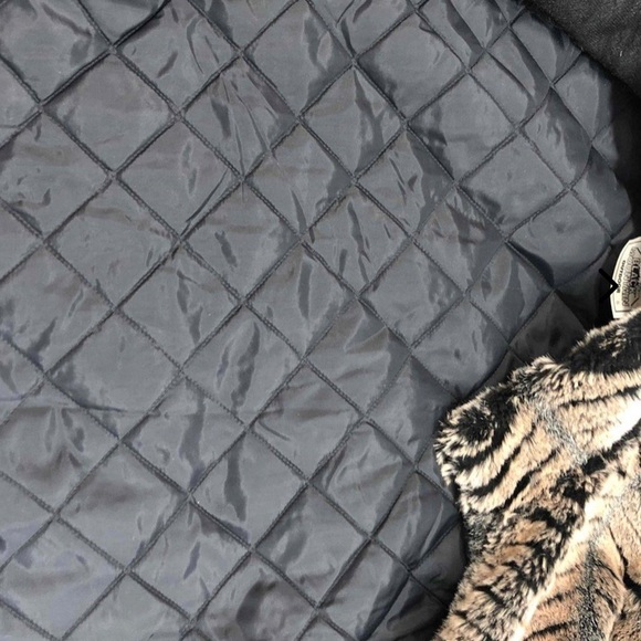 Black mountain vintage oversized brown faux fur quilt lined jacket sz S soft! - Picture 3 of 4